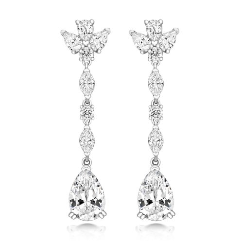 Triple Pear Top With Pear Bottom Claw Set Drop Earrings LEG0065