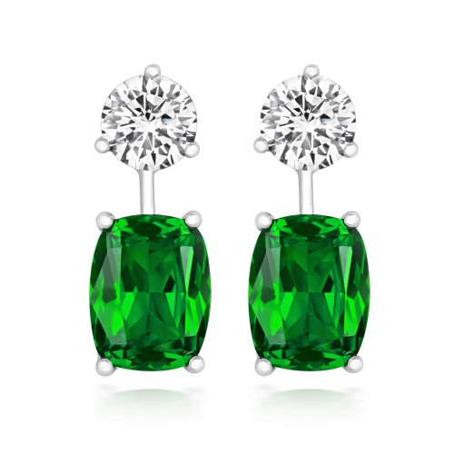 Double Round And Green Cushion Knife Wire Drop Earrings LEG0066E