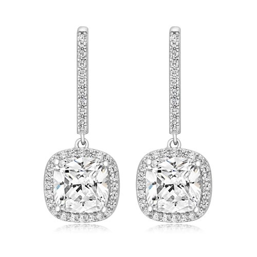 Cushion Cut Halo Style Drop Earrings LEG0073