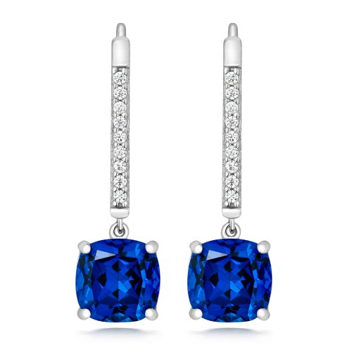 Blue Cushion Cut Drop Earrings LEG0075S