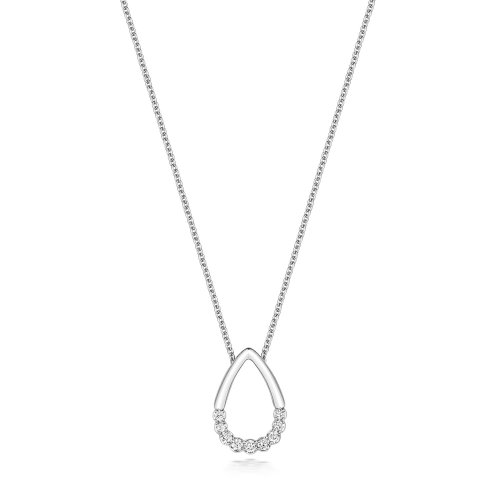 Diamon Pear Necklace In 18ct White Gold 