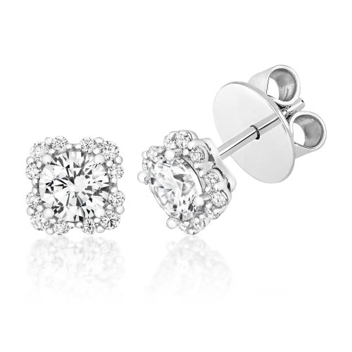 Round Centre Stone With Cushion Fancy Cluster Stud Earrings LEG0028