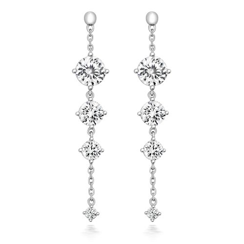 Chain & Tapered Stone Set Hanging Drop Earrings LEG0048