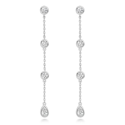 Rounds And Pear Shape Diamond By Yard Style Drop Earrings LEG0049
