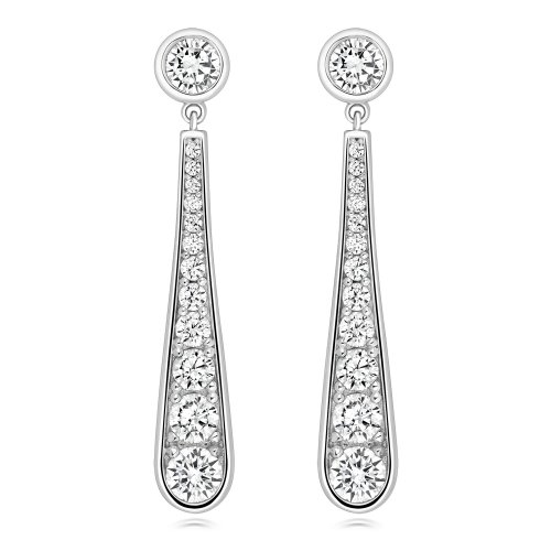 Rubover With Thread & Grain Set Long Tapered Drop Earrings LEG0051
