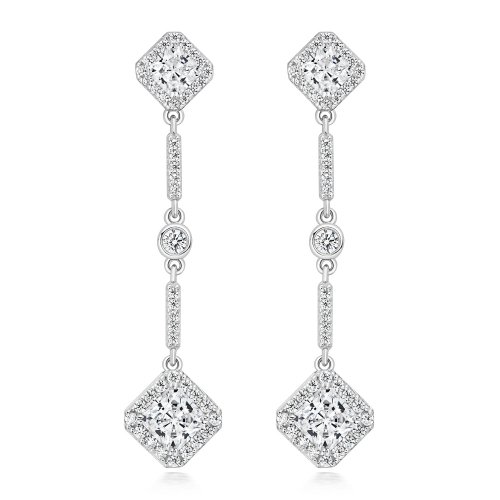 Radiant Centres Halo Style Long Drop Earrings LEG0055