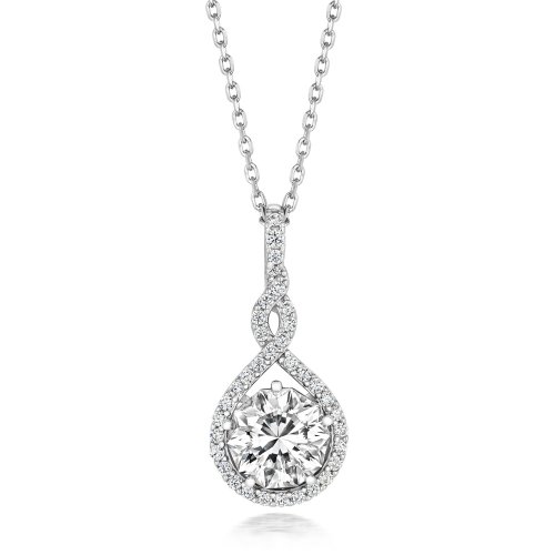 Round Centre Halo Style Crossover Pendant And Run Through Chain LPG0014