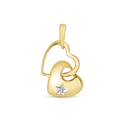 Diamond Interlocking Heart Star Set Pendant In 9ct Gold 
