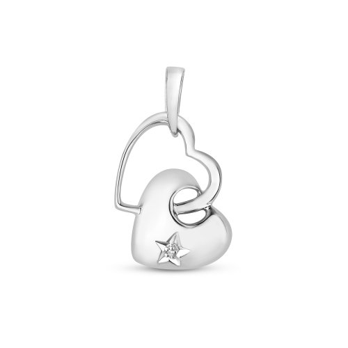 Diamond Interlocking Heart Star Set Pendant In 9ct White Gold 