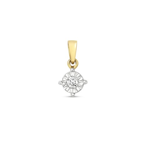 Diamond Illusion Set Pendant In 9ct Gold 