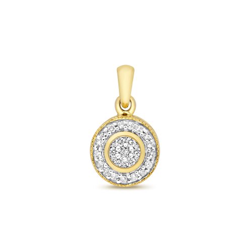 Diamond Set Around Pendant In 9ct Gold 