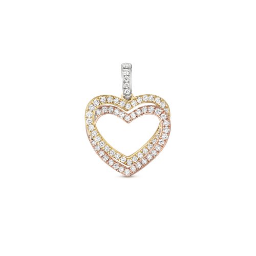 Diamond Entwined 2 Tone Heart Pendant In 9ct Gold 