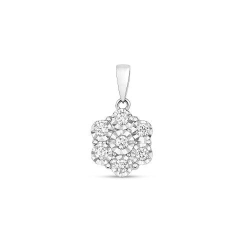 Diamond Illusion Set Pendant In 9ct White Gold 