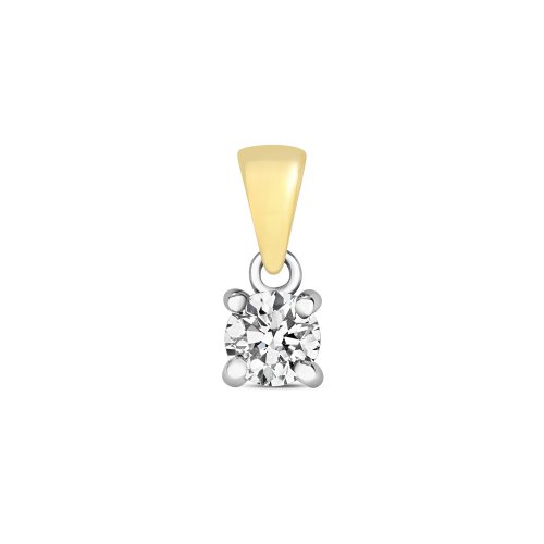 Diamond 4 Claw Pendant In 9ct Gold 
