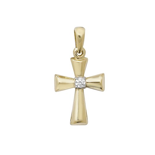 9ct Gold Cz Set Cross Pendant 