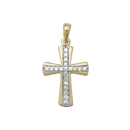 9ct Gold Cz Cross Pendant 