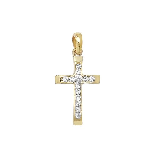 9ct Gold Cz Cross Pendant 
