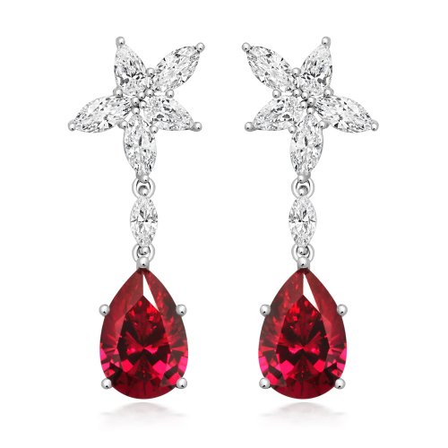 Red Pear Shape With Fancy Marquise And Pear Drop Earrings LEG0052R