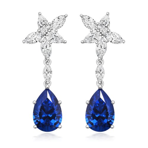 Blue Pear Shape With Fancy Marquise And Pear Drop Earrings LEG0052S