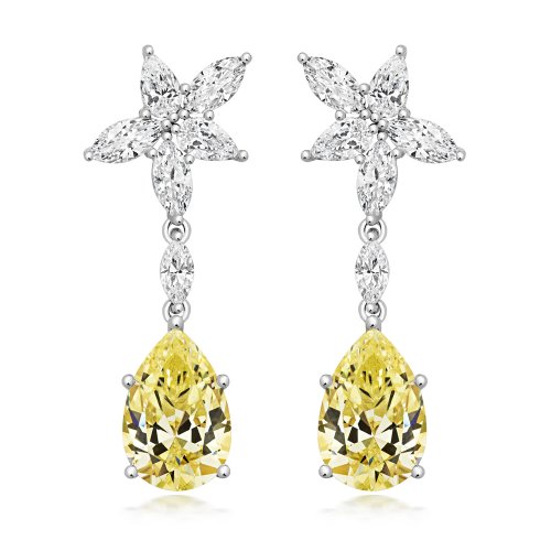 Yellow Pear Shape With Fancy Marquise And Pear Drop Earrings LEG0052Y