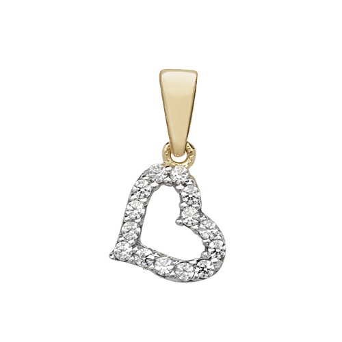 9ct Gold Cz Open Heart Pendant 