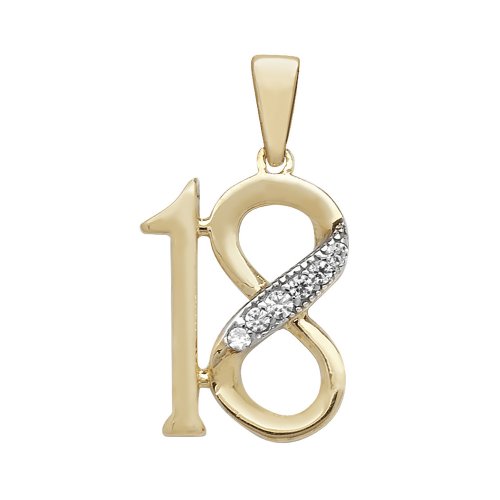 9ct Gold Cz 18th Birthday Pendant 