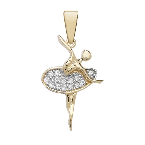 9ct Gold Cz Ballerina Pendant 