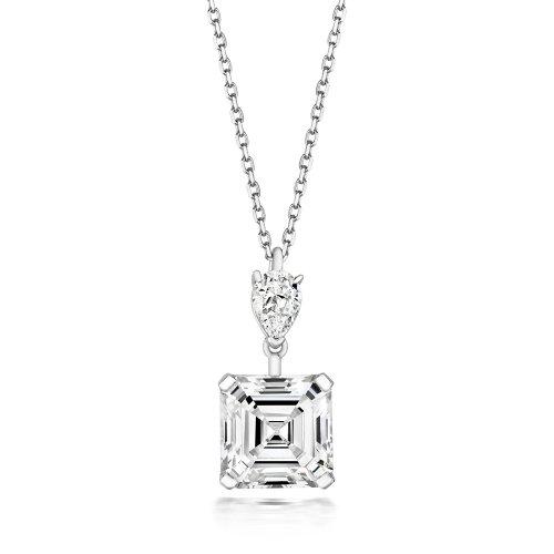 Asscher Cut And Pear Shape Classic Pendant On Running Chain LPG0020