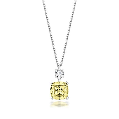 Round And Yellow Cushion Cut Classic Pendant On Running Chain LPG0021Y