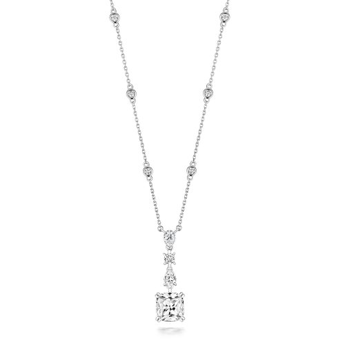 Cushion With Multi Shape Drop Pendant On Fixed Stone Set Chain LPG0023