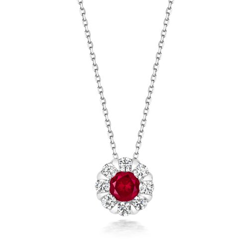 Red Round Centre Cluster Pendant On Running Chain LPG0029R