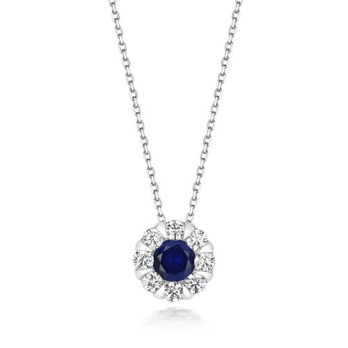Blue Round Centre Cluster Pendant On Running Chain LPG0029S