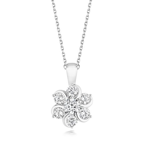 Round Centre And Swirl Surround Cluster Pendant On Running Chain LPG0033