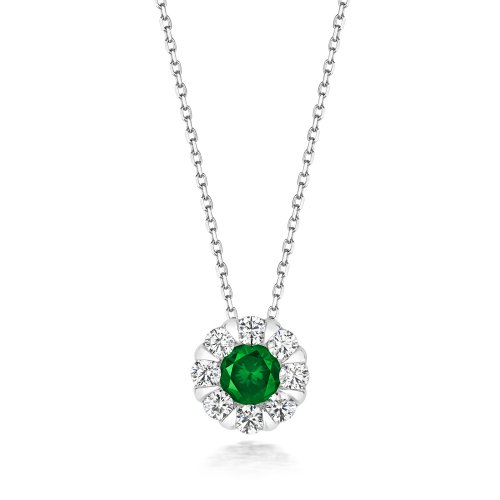 Green Round Centre Cluster Pendant On Running Chain LPG0029E