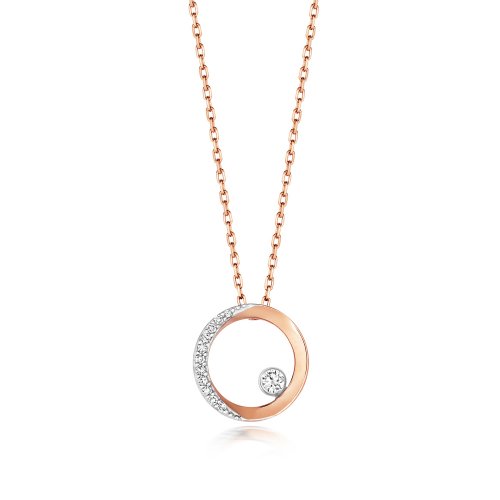Diamond Circle Necklace In 9ct Rose Gold 