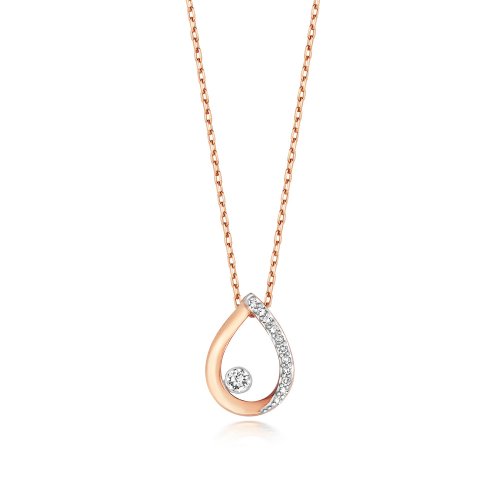 Diamond Pear Shape Necklace In 9ct Rose Gold 