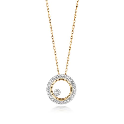 Diamond Circle Necklace In 9ct Gold 