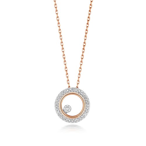 Diamond Circle Necklace In 9ct Rose Gold 