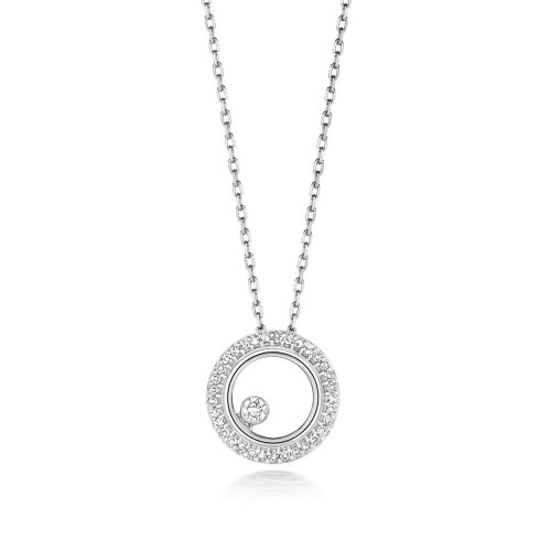 Diamond Circle Necklace In 9ct White Gold 