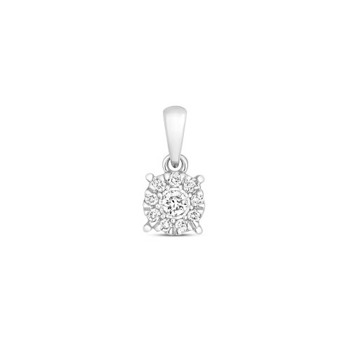 Diamond Brilliant Illusion Pendant In 9ct White Gold 