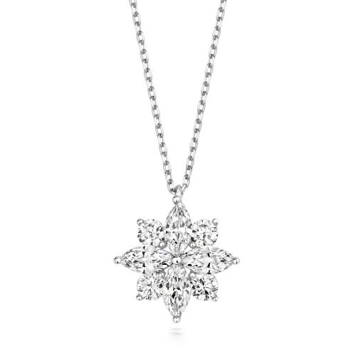 Round And Marquise Cluster Pendant On Running Chain LPG0038