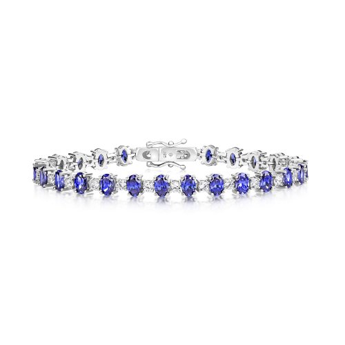 Blue Oval And Round Claw Set Bracelet LBG0011TZ