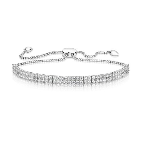 Pave Set Square Links Pull Style Bracelet LBG0014
