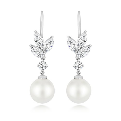 Round And Marquise Claw Set With Pearl Drop Earrings LEG0108