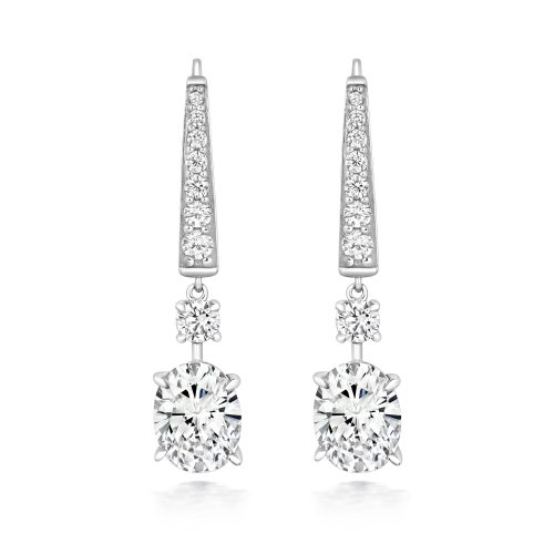 Oval Claw Set With Graduate Stone Set Top Drop Earrings LEG0111