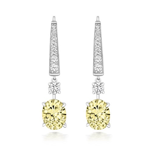Yellow Oval Claw Set With Graduate Stone Set Top Drop Earrings LEG0111Y