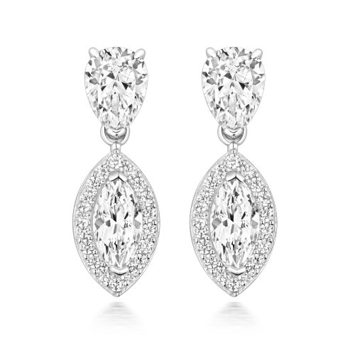 Pear Shape And Marquise Halo Style Drop Earrings LEG0118