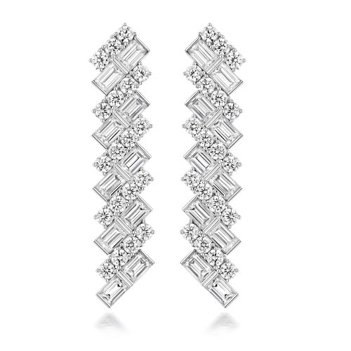 Linear Baguette And Round Dress Drop Earrings LEG0120