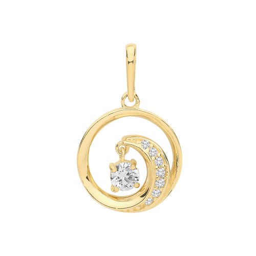 9ct Gold Cz Swirl Pendant 