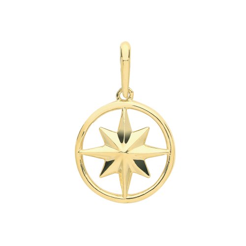 9ct Gold Compass Rose Pendant 